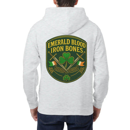 Irish Zip Hoodie - Emerald Blood Iron Bones, Unisex - Celtic Wolfwear