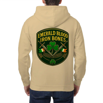 Irish Zip Hoodie - Emerald Blood Iron Bones, Unisex - Celtic Wolfwear