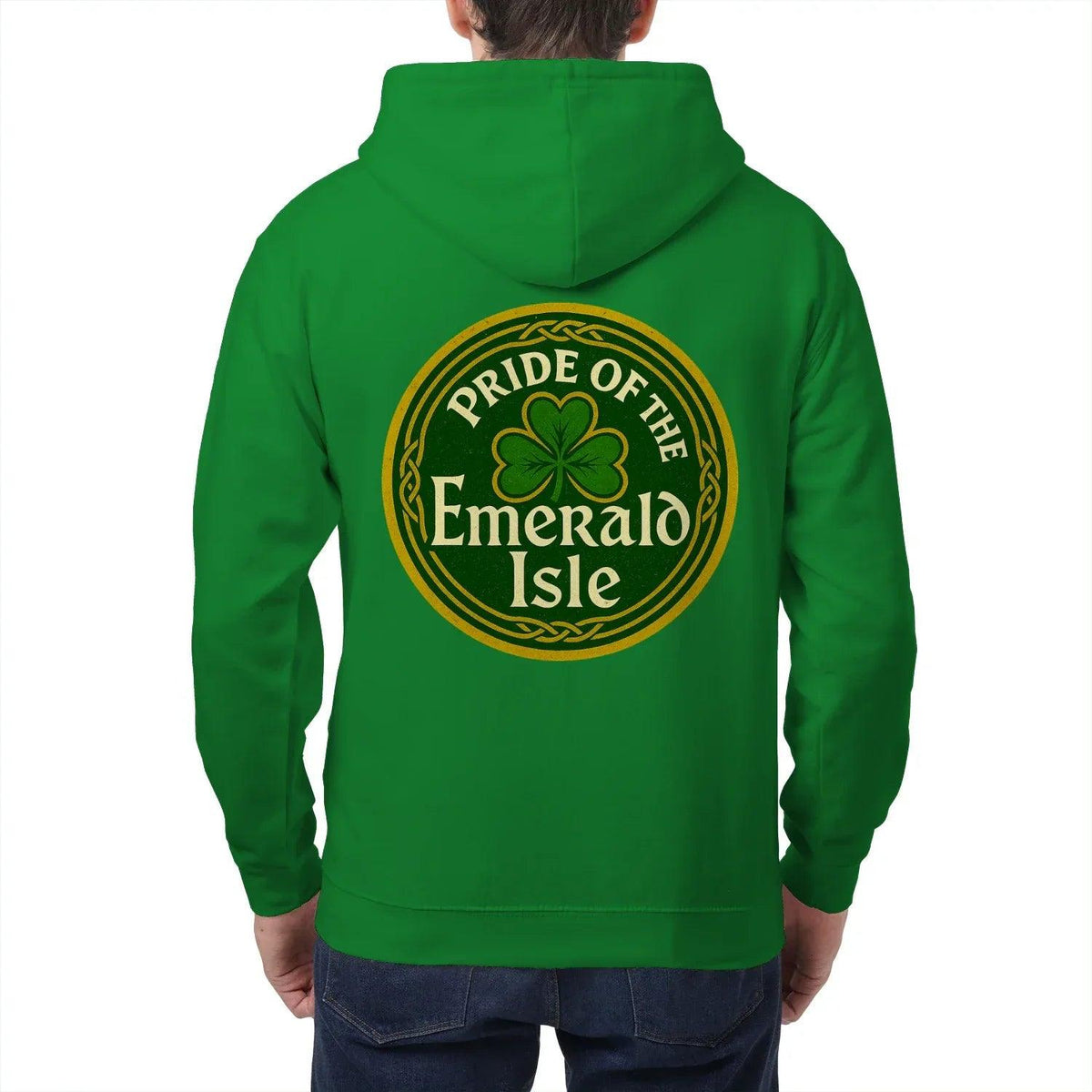 Irish Zip Hoodie - Emerald Isle Knot, Unisex Streetwear - Celtic Wolfwear