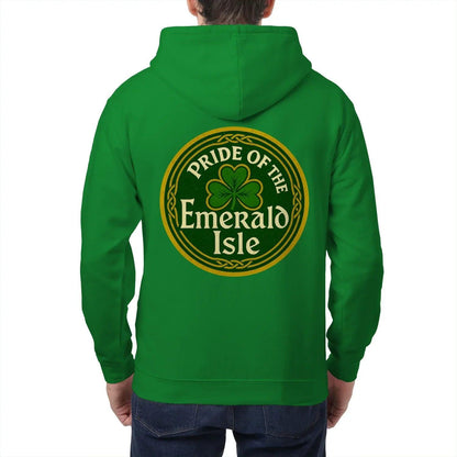 Irish Zip Hoodie - Emerald Isle Knot, Unisex Streetwear - Celtic Wolfwear