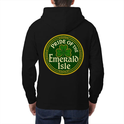Irish Zip Hoodie - Emerald Isle Knot, Unisex Streetwear - Celtic Wolfwear