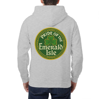 Irish Zip Hoodie - Emerald Isle Knot, Unisex Streetwear - Celtic Wolfwear