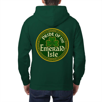 Irish Zip Hoodie - Emerald Isle Knot, Unisex Streetwear - Celtic Wolfwear