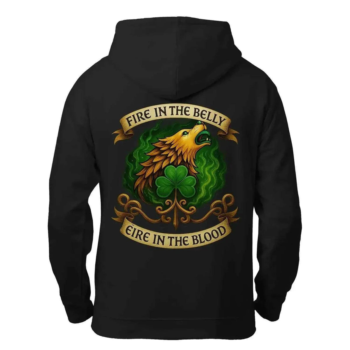 Irish Zip Hoodie - Fire in the Belly, Unisex Streetwear - Celtic Wolfwear