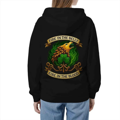 Irish Zip Hoodie - Fire in the Belly, Unisex Streetwear - Celtic Wolfwear