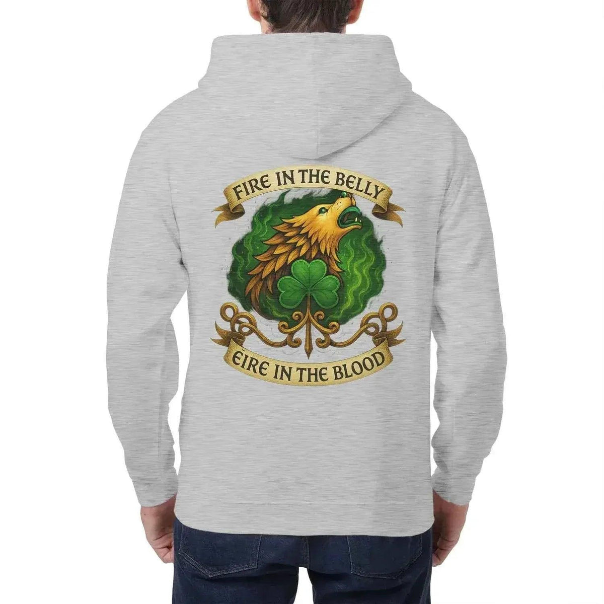 Irish Zip Hoodie - Fire in the Belly, Unisex Streetwear - Celtic Wolfwear