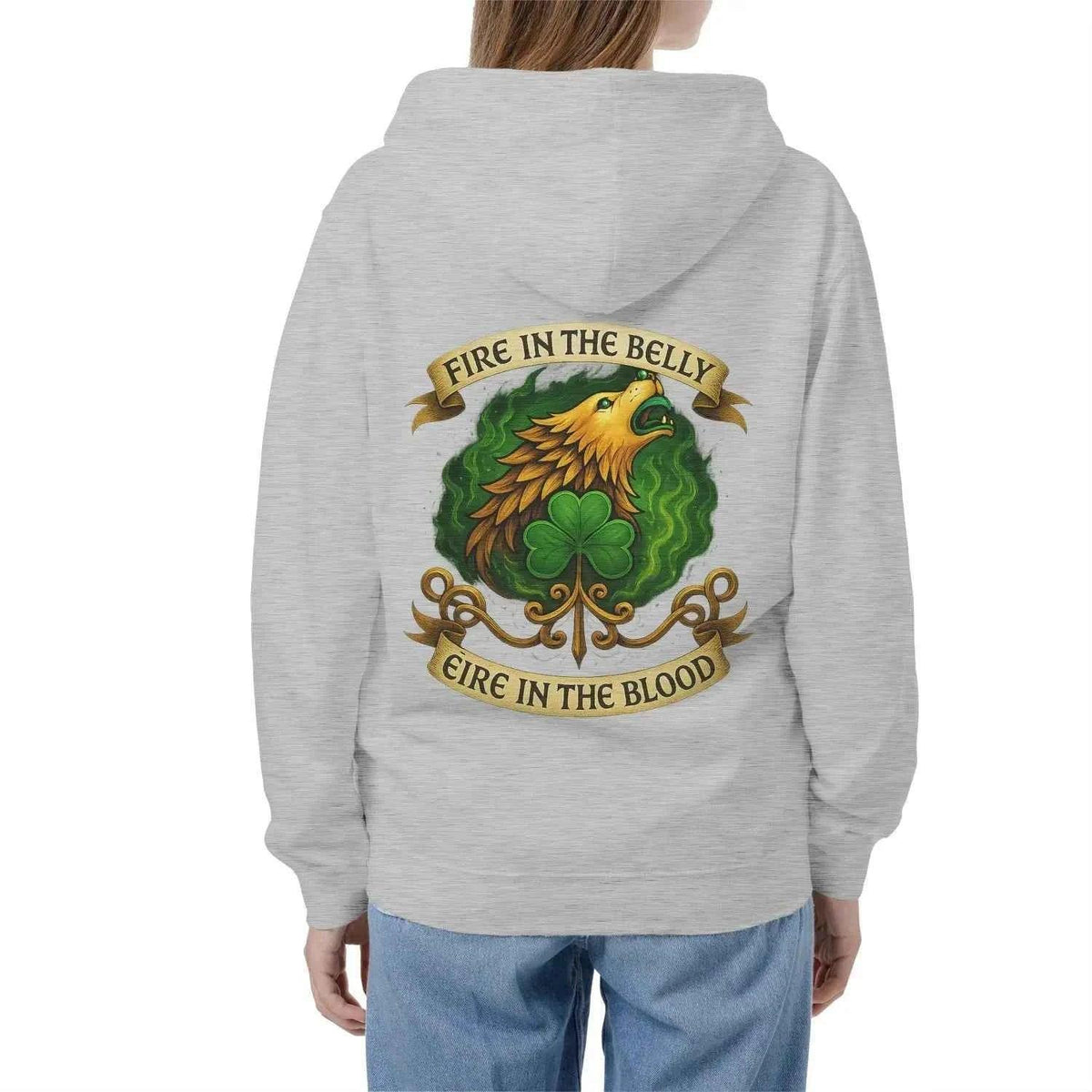 Irish Zip Hoodie - Fire in the Belly, Unisex Streetwear - Celtic Wolfwear