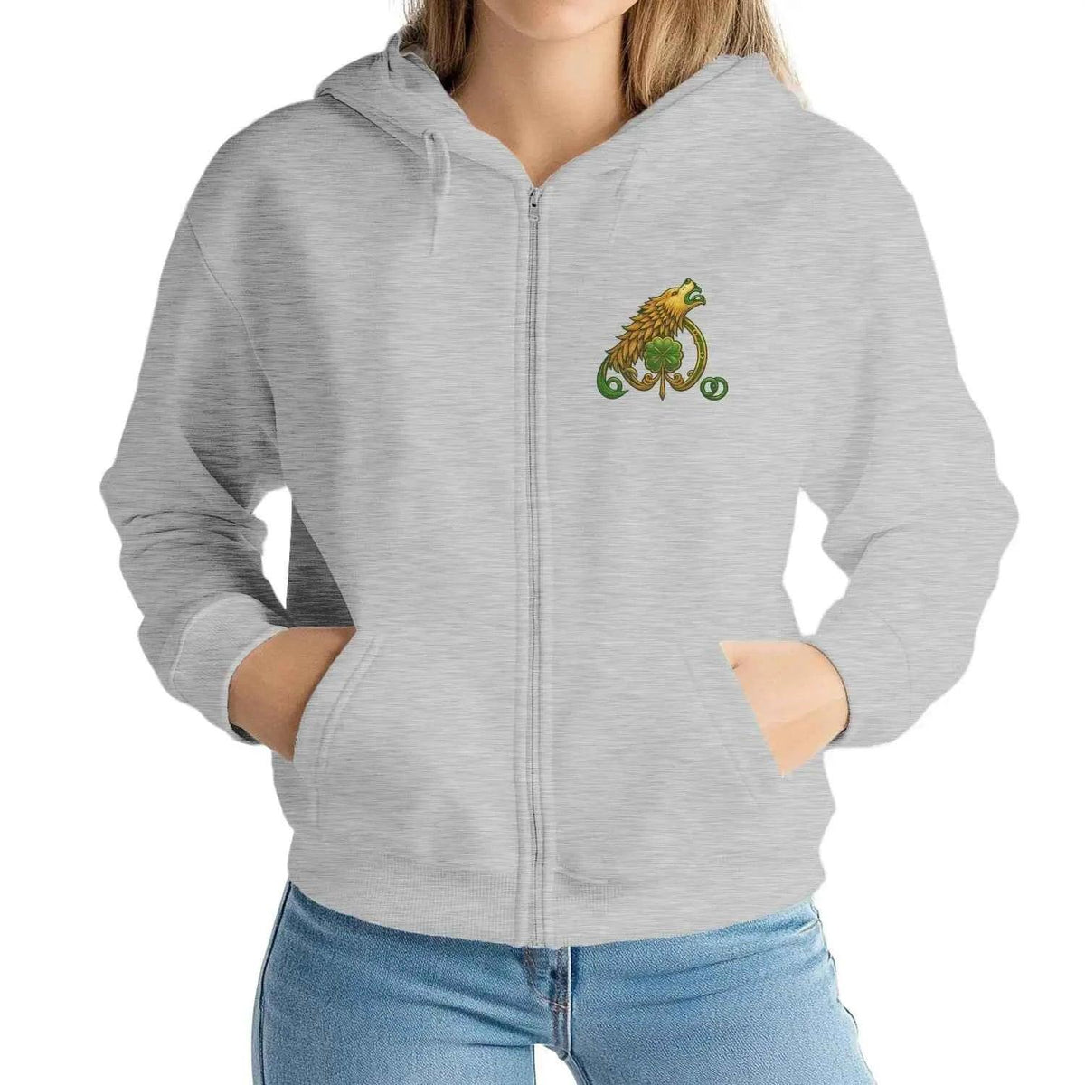 Irish Zip Hoodie - Fire in the Belly, Unisex Streetwear - Celtic Wolfwear