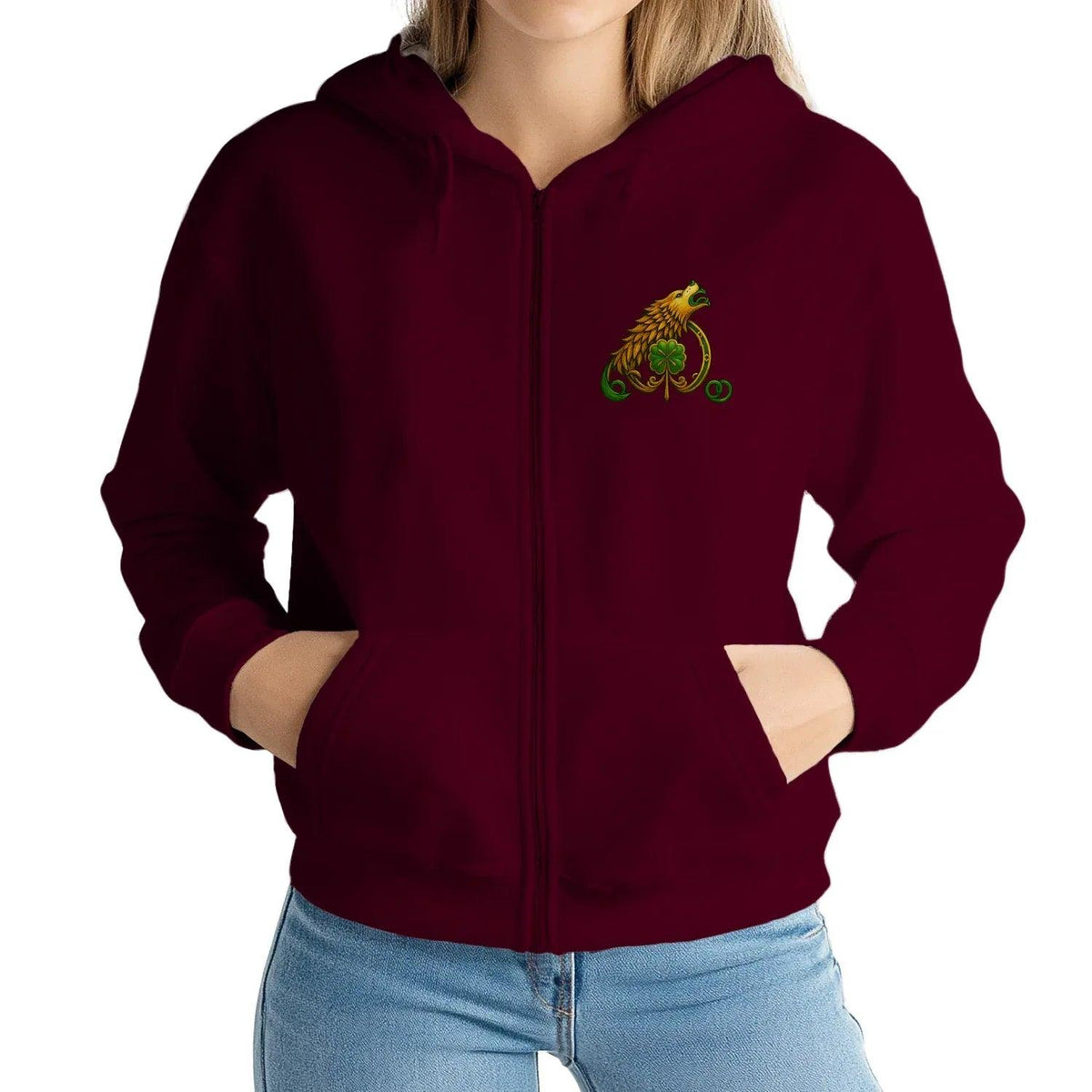Irish Zip Hoodie - Forged on Wind and Rain, Unisex - Celtic Wolfwear