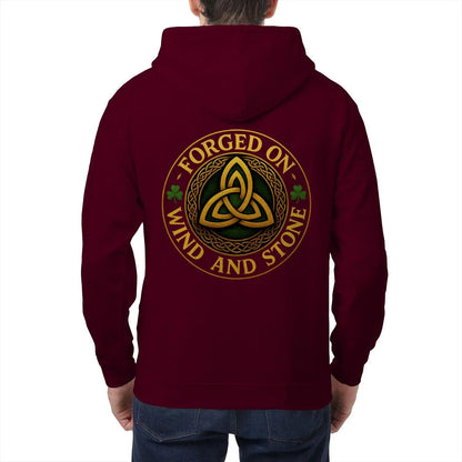 Irish Zip Hoodie - Forged on Wind and Rain, Unisex - Celtic Wolfwear