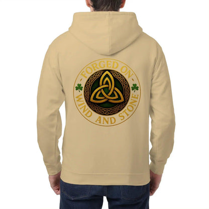 Irish Zip Hoodie - Forged on Wind and Rain, Unisex - Celtic Wolfwear