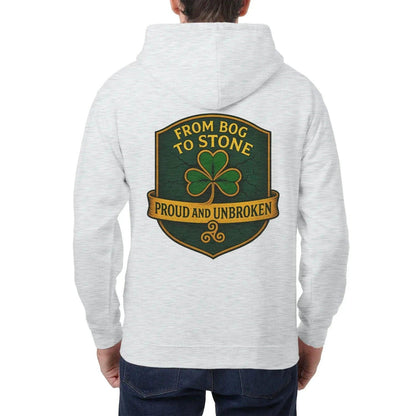 Irish Zip Hoodie - From Bog to Stone Unbroken, Unisex - Celtic Wolfwear