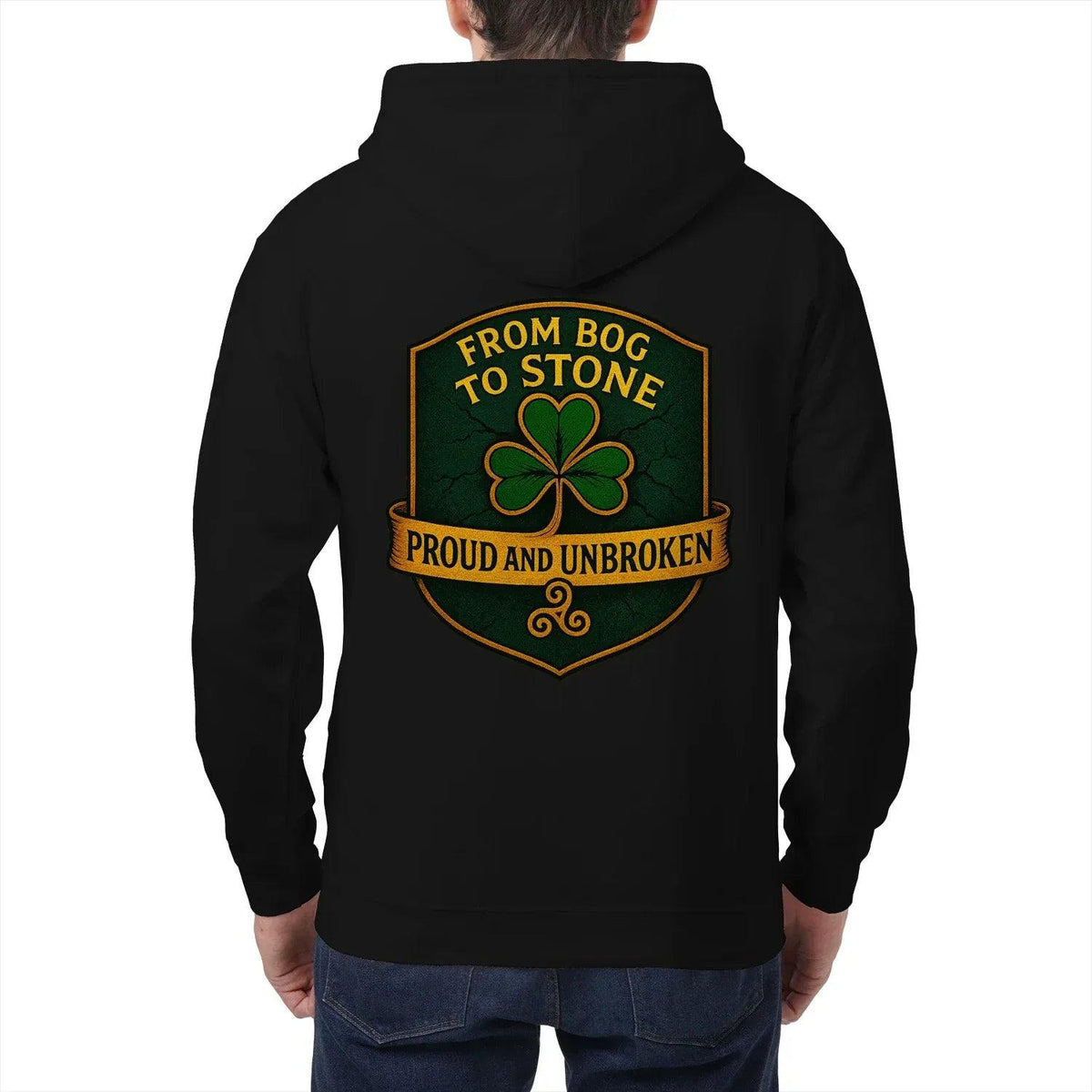 Irish Zip Hoodie - From Bog to Stone Unbroken, Unisex - Celtic Wolfwear