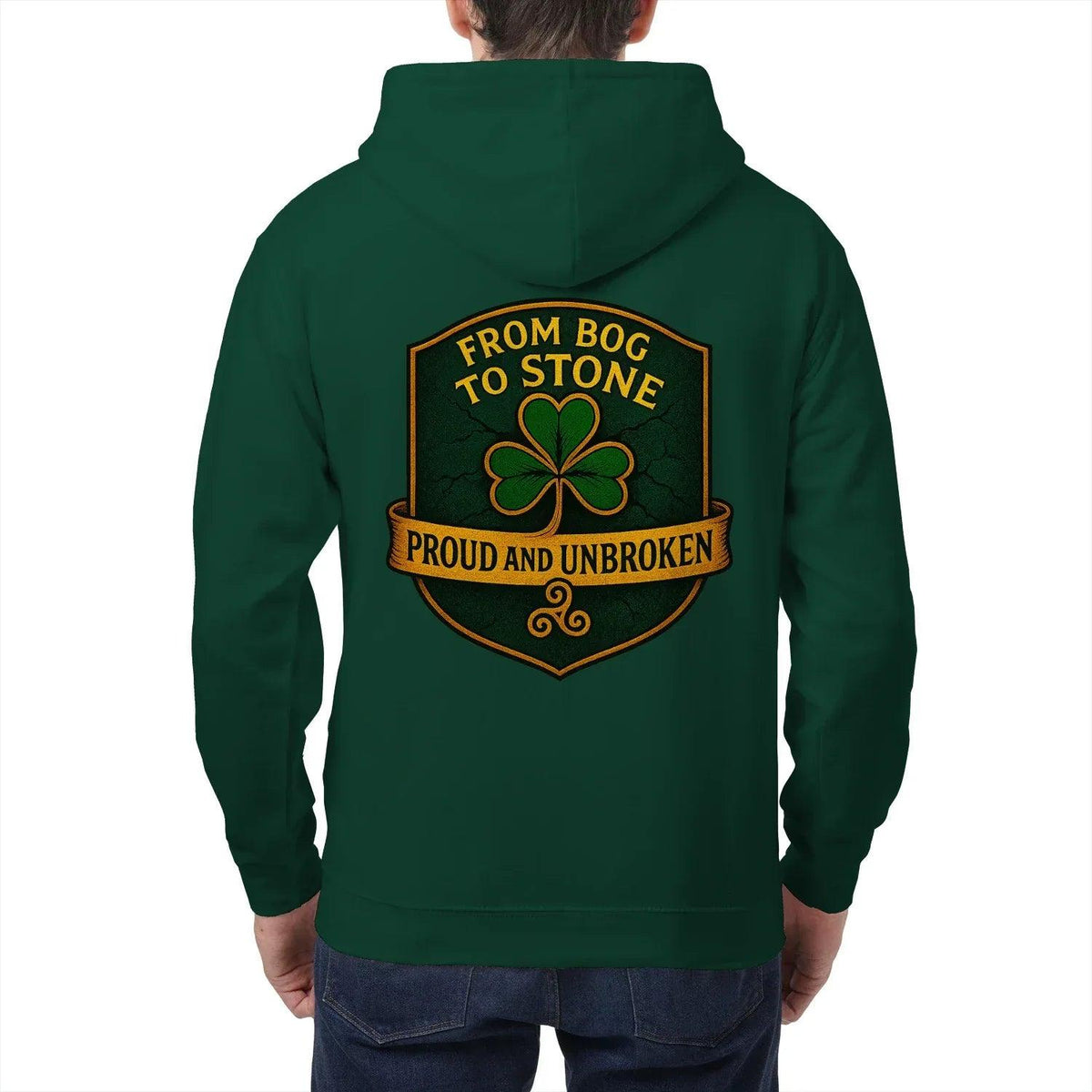 Irish Zip Hoodie - From Bog to Stone Unbroken, Unisex - Celtic Wolfwear