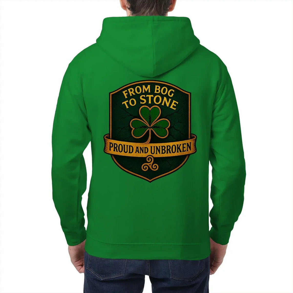 Irish Zip Hoodie - From Bog to Stone Unbroken, Unisex - Celtic Wolfwear