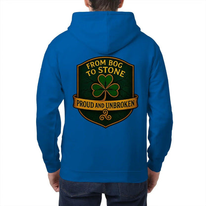 Irish Zip Hoodie - From Bog to Stone Unbroken, Unisex - Celtic Wolfwear