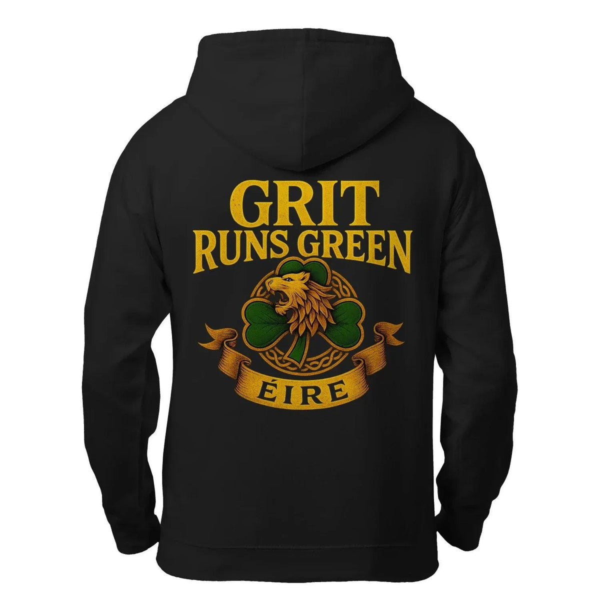 Irish Zip Hoodie - Grit Runs Green, Heritage Streetwear - Celtic Wolfwear