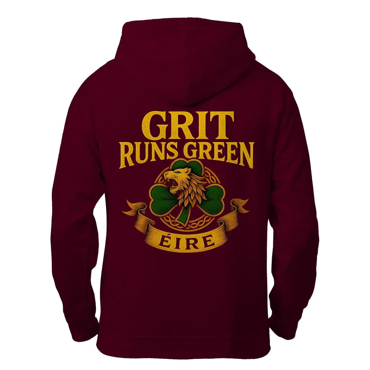 Irish Zip Hoodie - Grit Runs Green, Heritage Streetwear - Celtic Wolfwear