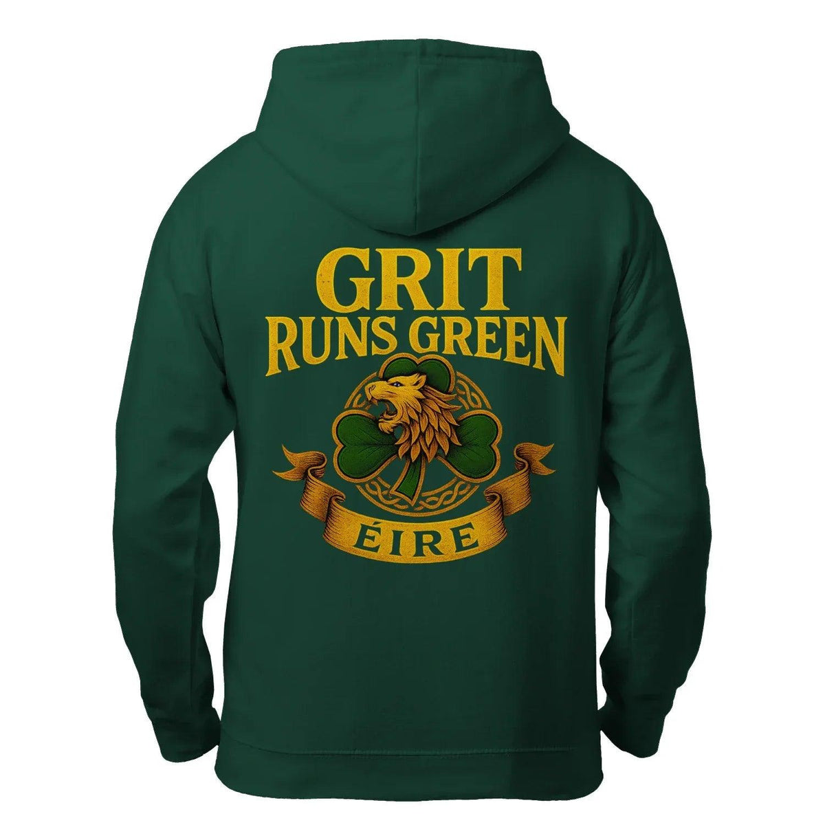 Irish Zip Hoodie - Grit Runs Green, Heritage Streetwear - Celtic Wolfwear
