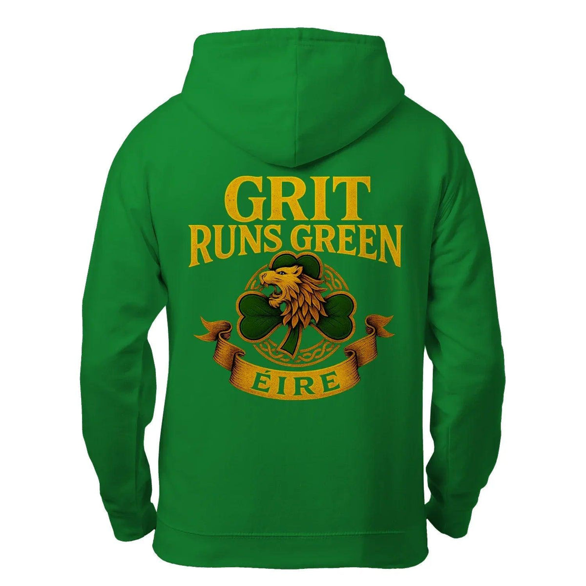 Irish Zip Hoodie - Grit Runs Green, Heritage Streetwear - Celtic Wolfwear