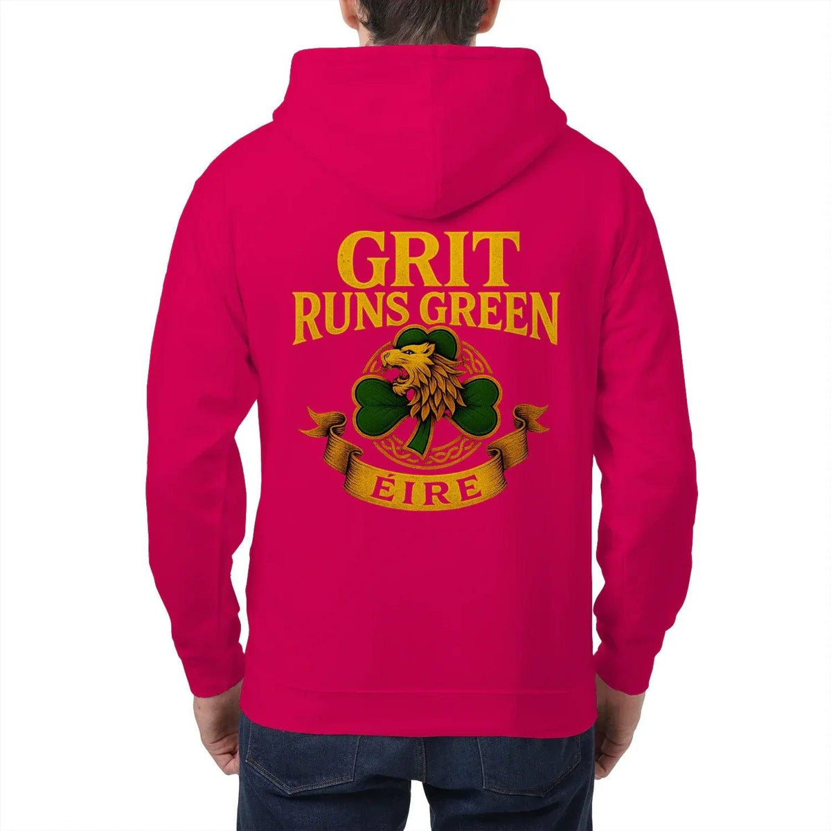 Irish Zip Hoodie - Grit Runs Green, Heritage Streetwear - Celtic Wolfwear