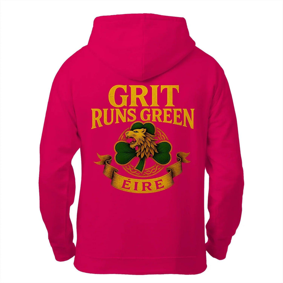 Irish Zip Hoodie - Grit Runs Green, Heritage Streetwear - Celtic Wolfwear