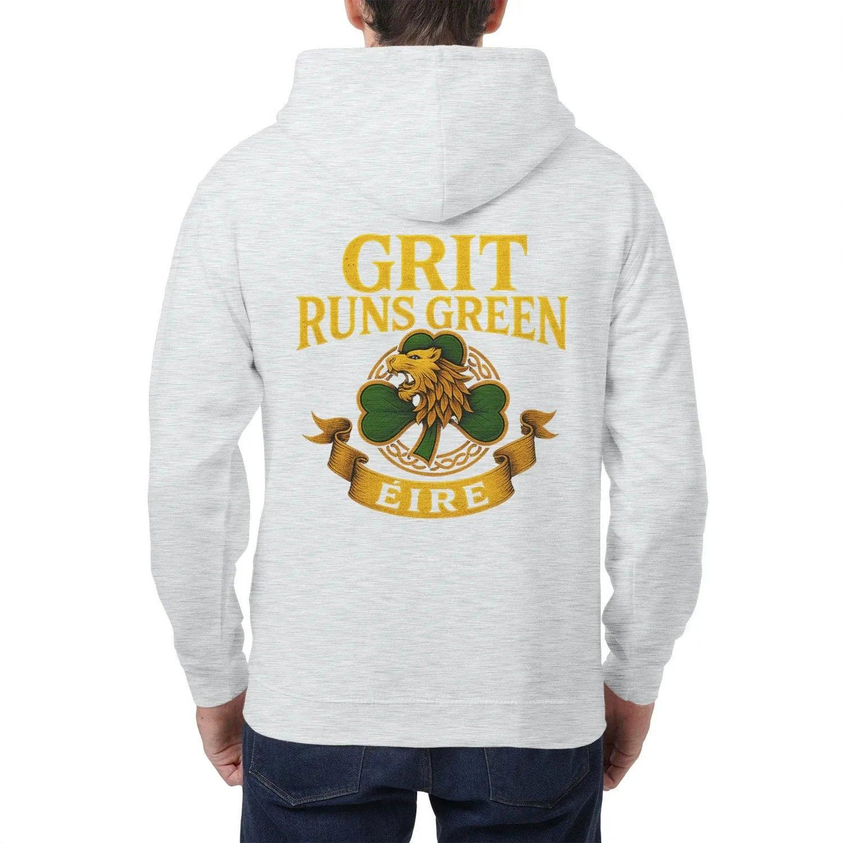 Irish Zip Hoodie - Grit Runs Green, Heritage Streetwear - Celtic Wolfwear