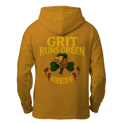 Irish Zip Hoodie - Grit Runs Green, Heritage Streetwear - Celtic Wolfwear