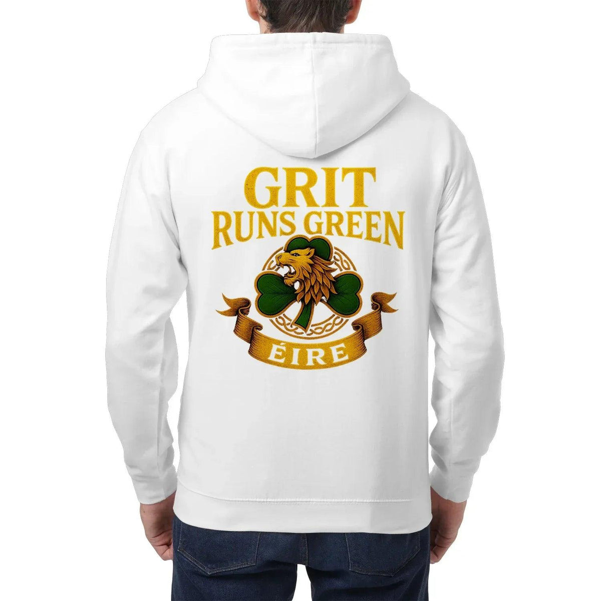 Irish Zip Hoodie - Grit Runs Green, Heritage Streetwear - Celtic Wolfwear