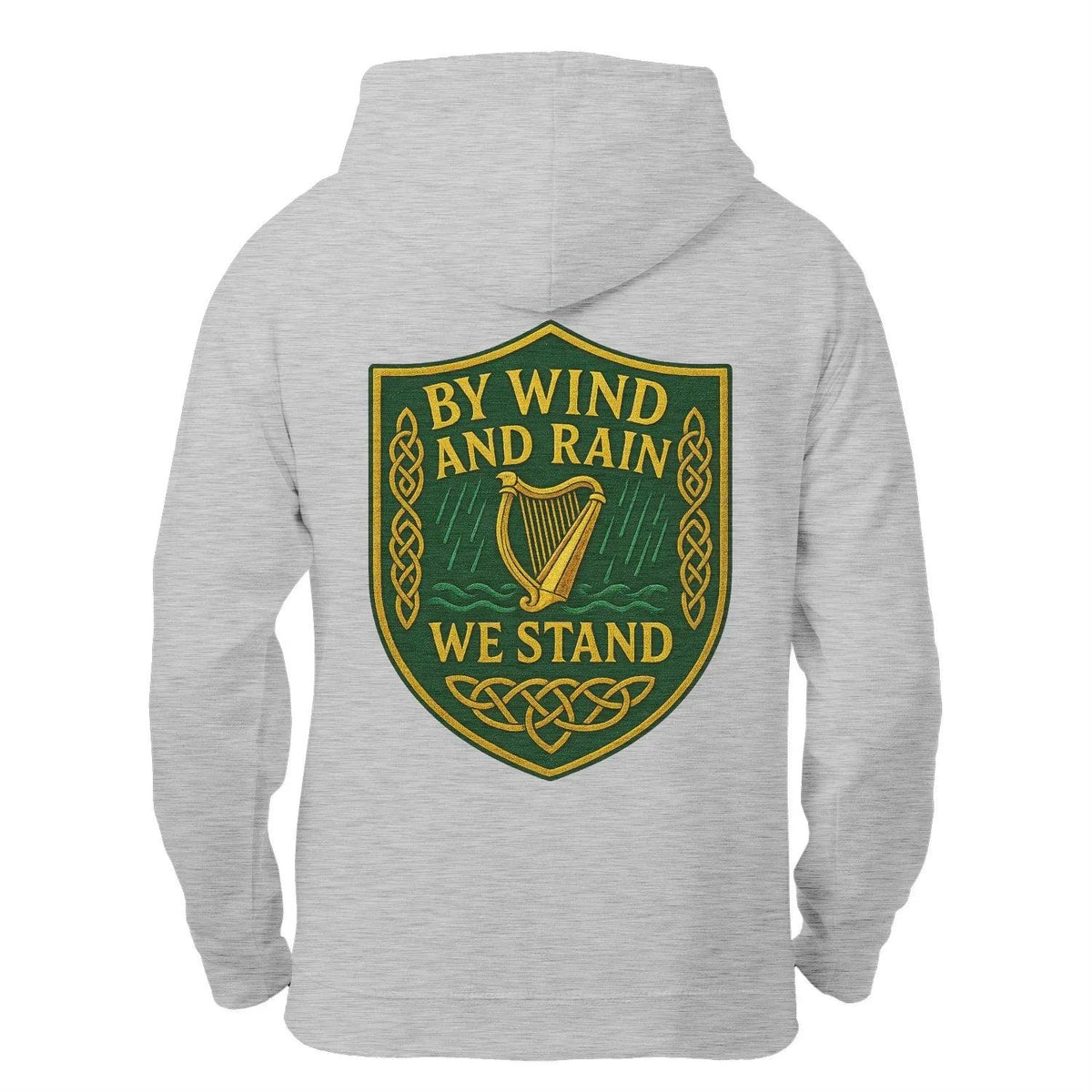 Irish Zip Hoodie - Heritage by Wind and Rain We Stand - Celtic Wolfwear