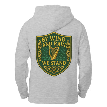 Irish Zip Hoodie - Heritage by Wind and Rain We Stand - Celtic Wolfwear