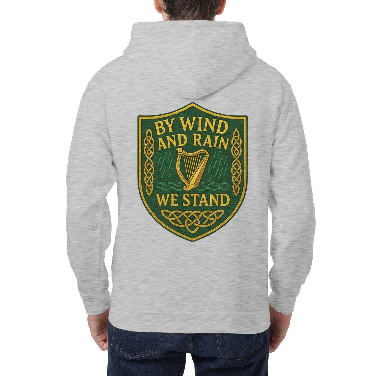 Irish Zip Hoodie - Heritage by Wind and Rain We Stand - Celtic Wolfwear