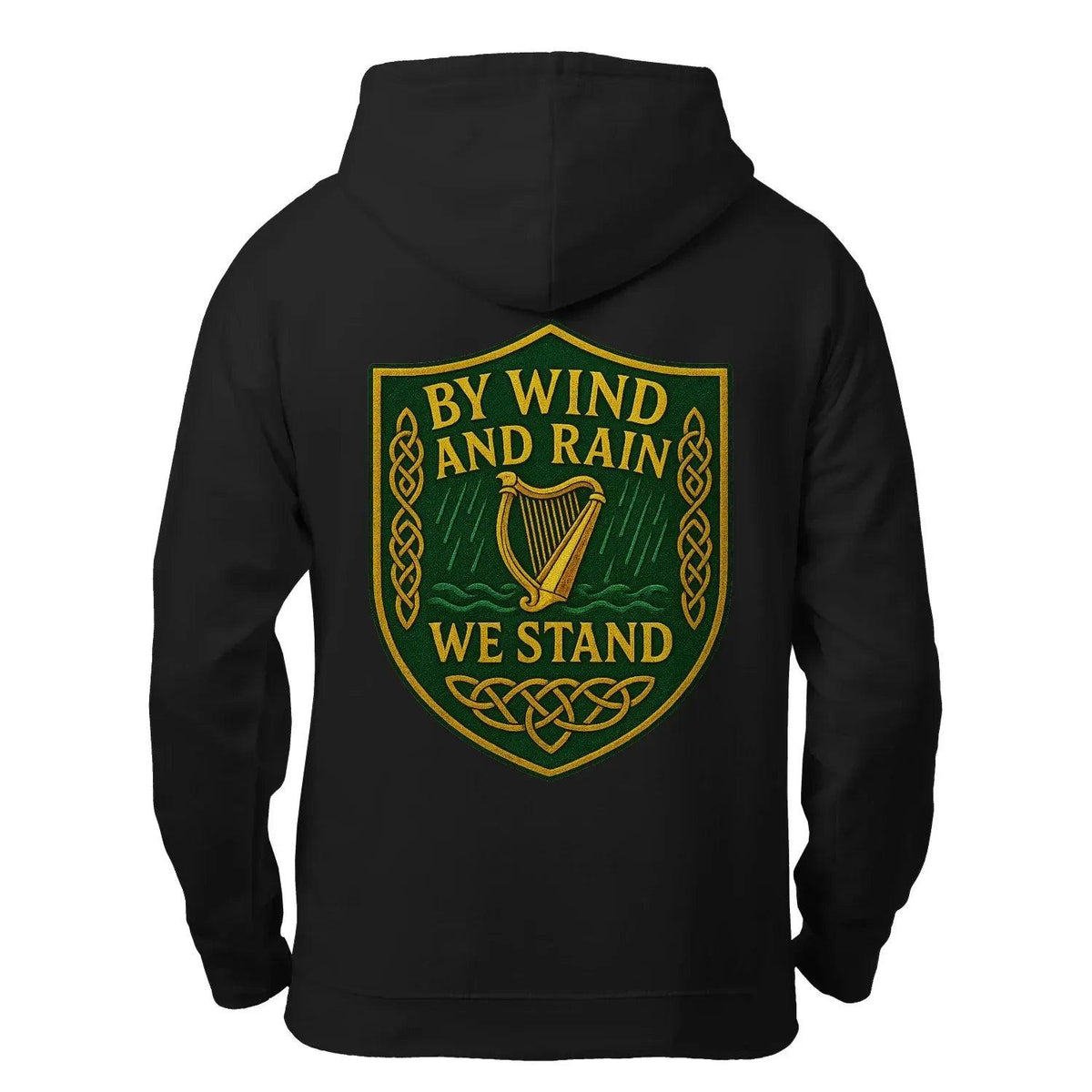 Irish Zip Hoodie - Heritage by Wind and Rain We Stand - Celtic Wolfwear