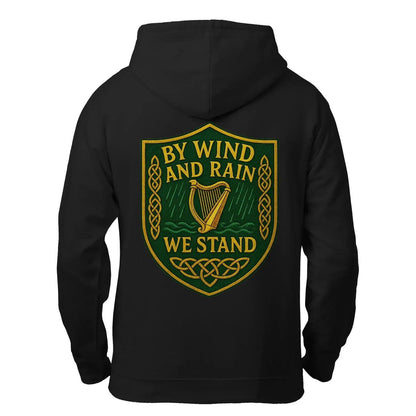 Irish Zip Hoodie - Heritage by Wind and Rain We Stand - Celtic Wolfwear