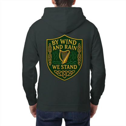 Irish Zip Hoodie - Heritage by Wind and Rain We Stand - Celtic Wolfwear