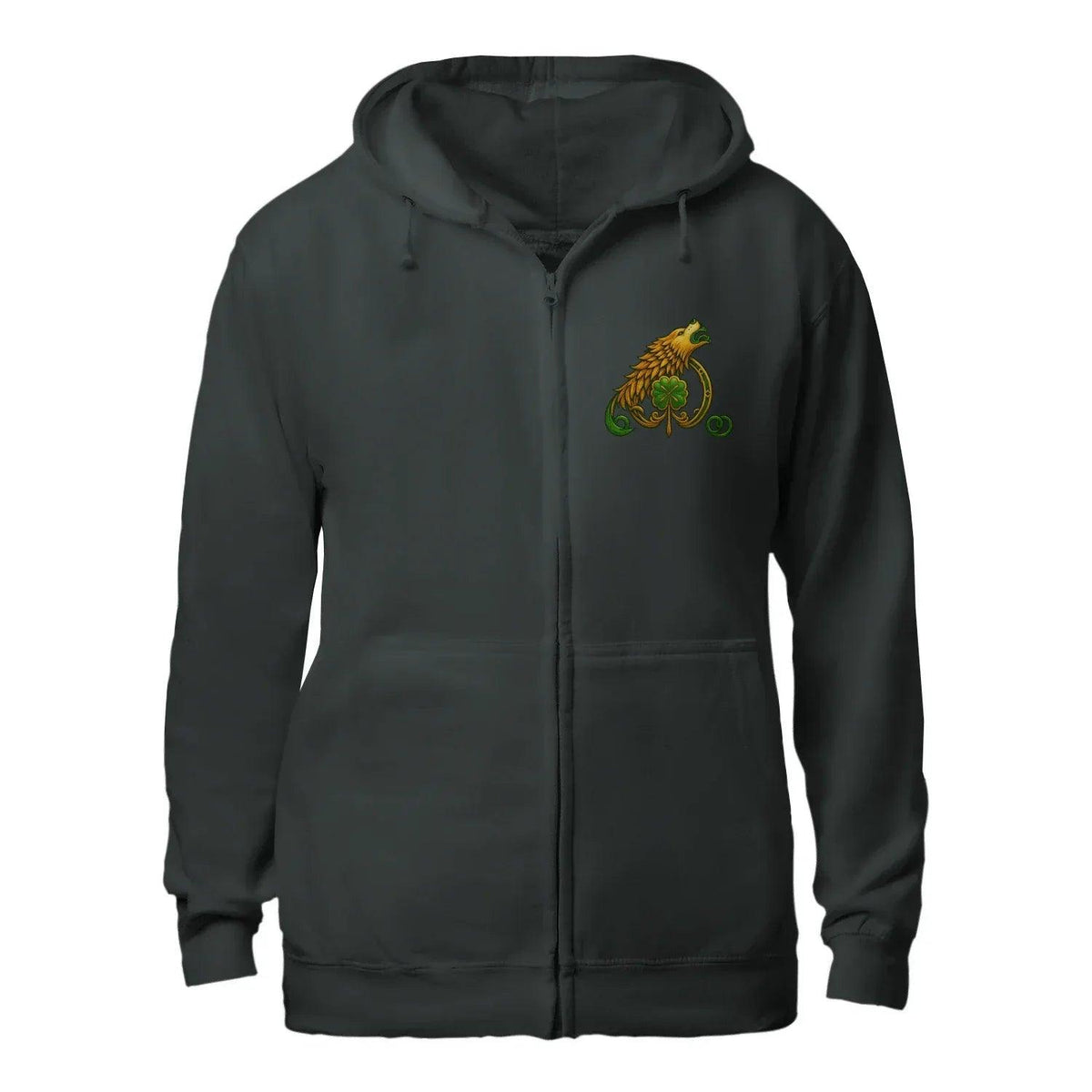 Irish Zip Hoodie - Heritage by Wind and Rain We Stand - Celtic Wolfwear
