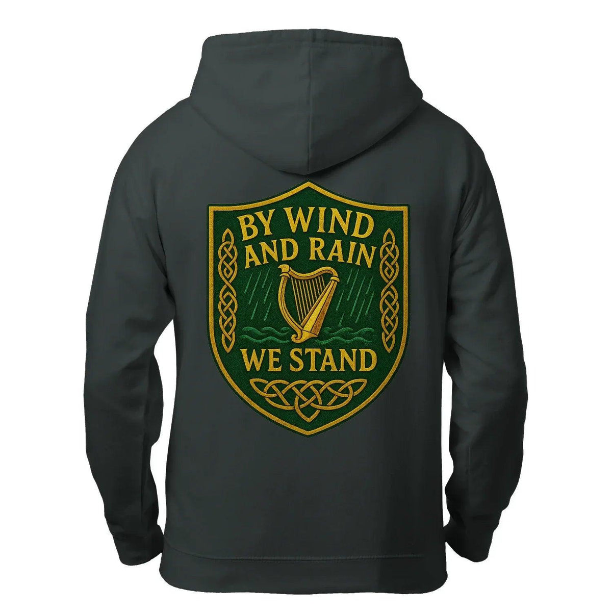 Irish Zip Hoodie - Heritage by Wind and Rain We Stand - Celtic Wolfwear
