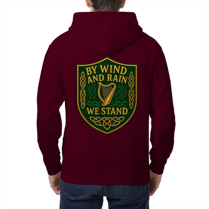 Irish Zip Hoodie - Heritage by Wind and Rain We Stand - Celtic Wolfwear