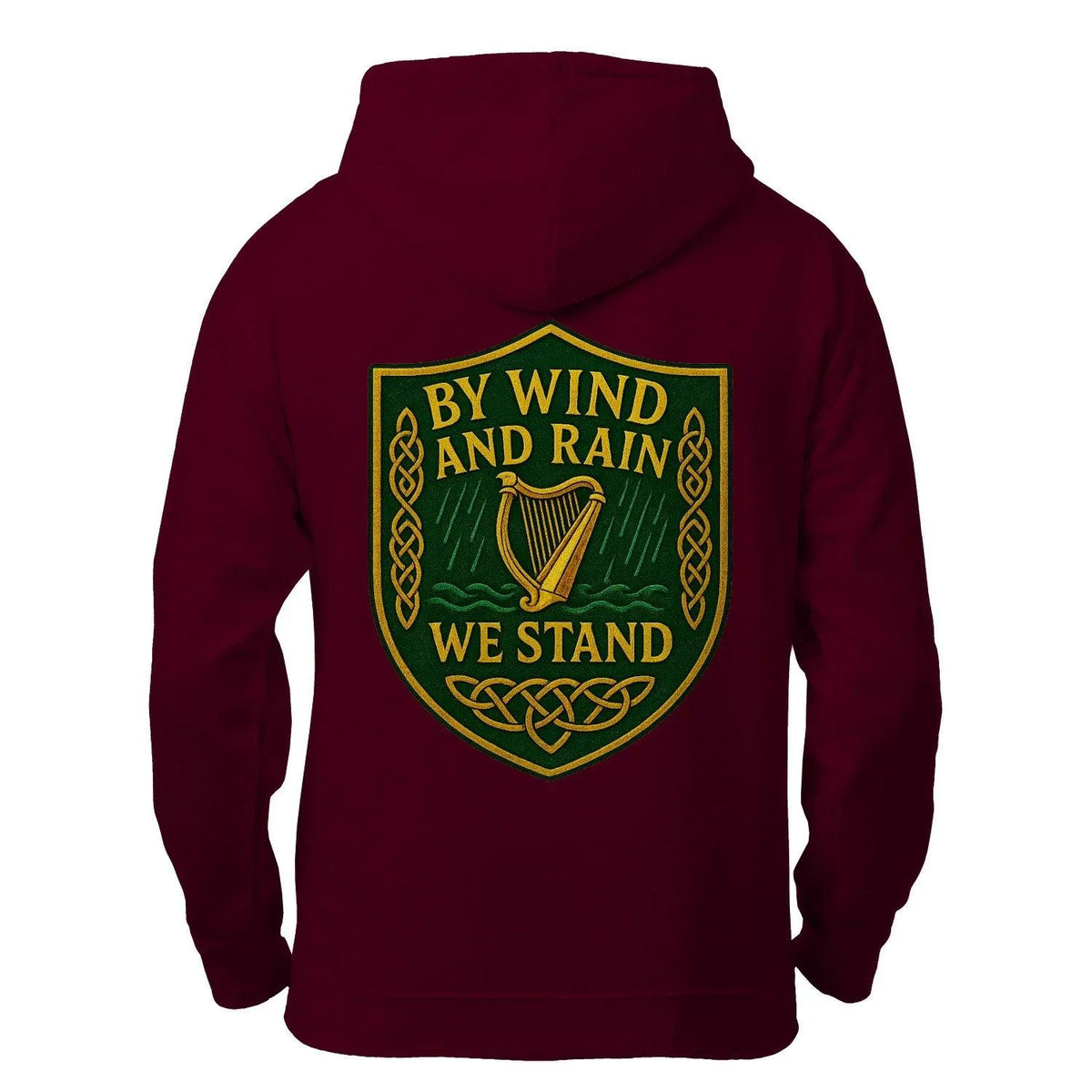 Irish Zip Hoodie - Heritage by Wind and Rain We Stand - Celtic Wolfwear