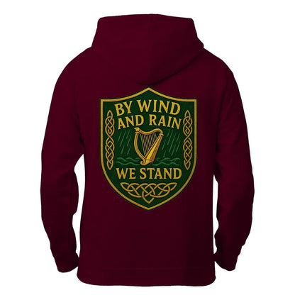 Irish Zip Hoodie - Heritage by Wind and Rain We Stand - Celtic Wolfwear