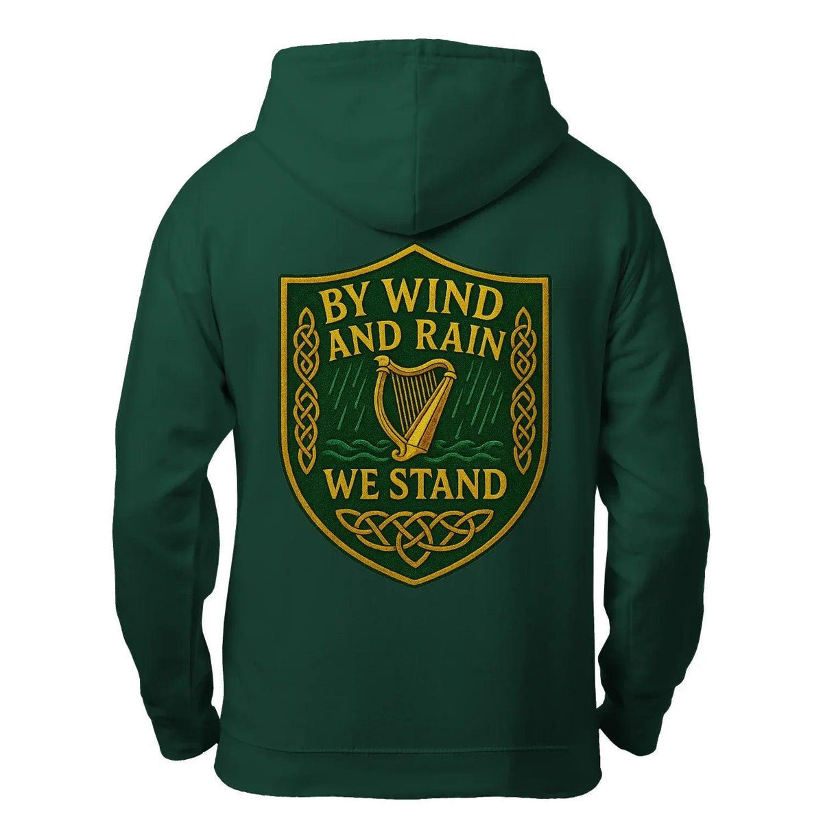 Irish Zip Hoodie - Heritage by Wind and Rain We Stand - Celtic Wolfwear