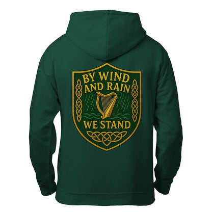 Irish Zip Hoodie - Heritage by Wind and Rain We Stand - Celtic Wolfwear