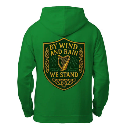 Irish Zip Hoodie - Heritage by Wind and Rain We Stand - Celtic Wolfwear