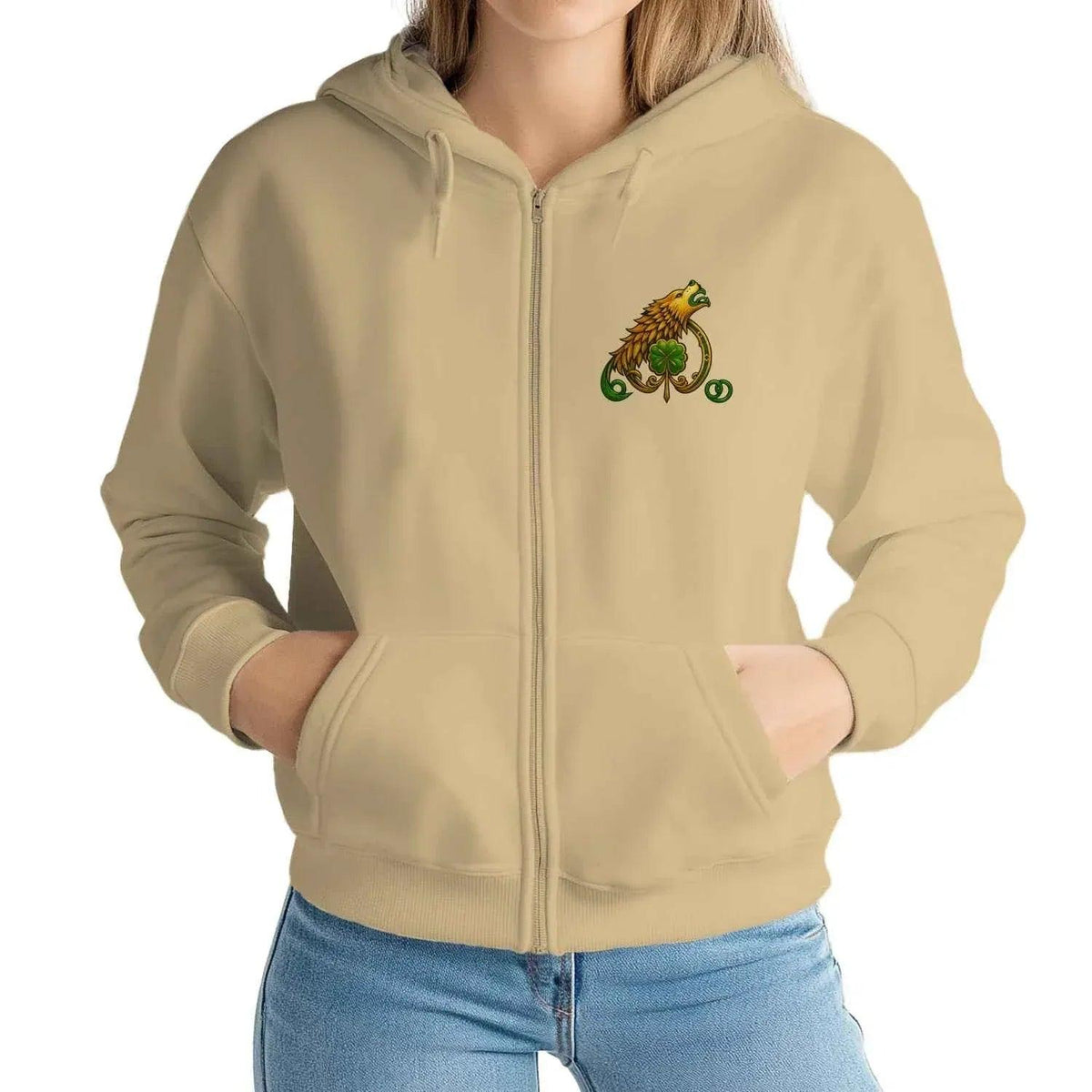 Irish Zip Hoodie - Never Back Down Heritage, Unisex - Celtic Wolfwear