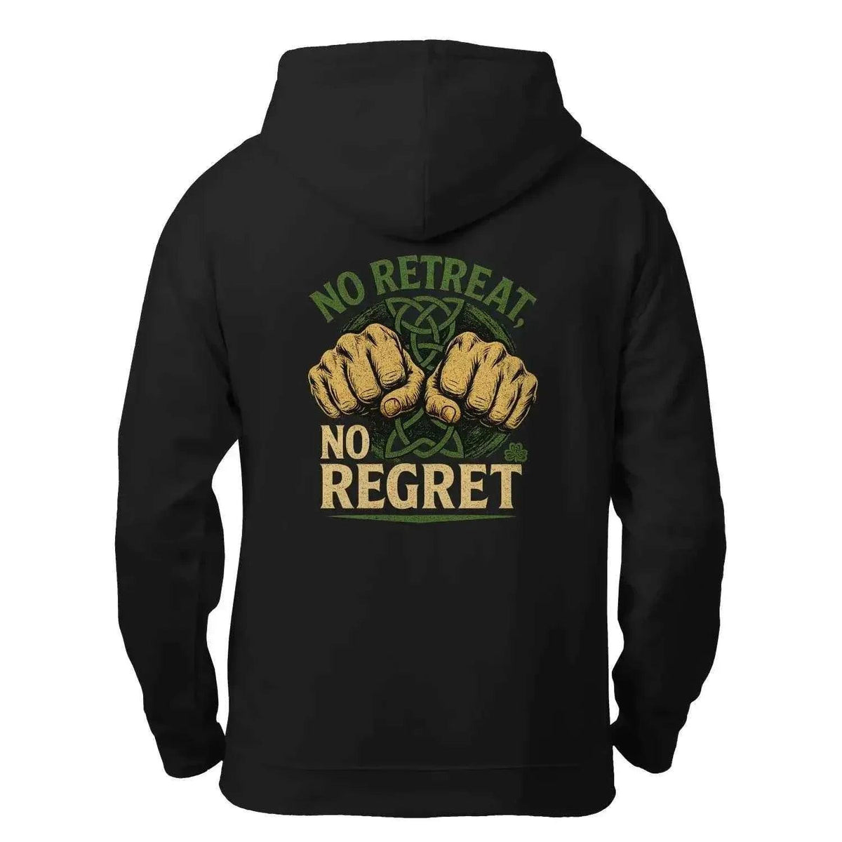 Irish Zip Hoodie - No Retreat No Regret Unisex Streetwear - Celtic Wolfwear