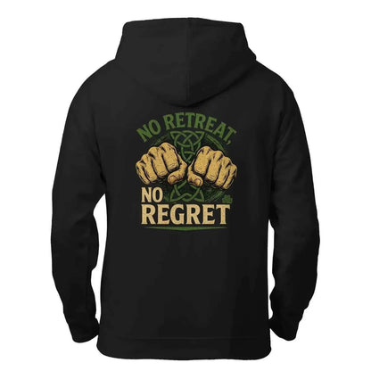 Irish Zip Hoodie - No Retreat No Regret Unisex Streetwear - Celtic Wolfwear