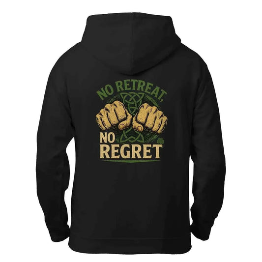 Irish Zip Hoodie - No Retreat No Regret Unisex Streetwear - Celtic Wolfwear