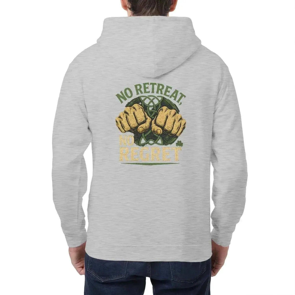 Irish Zip Hoodie - No Retreat No Regret Unisex Streetwear - Celtic Wolfwear