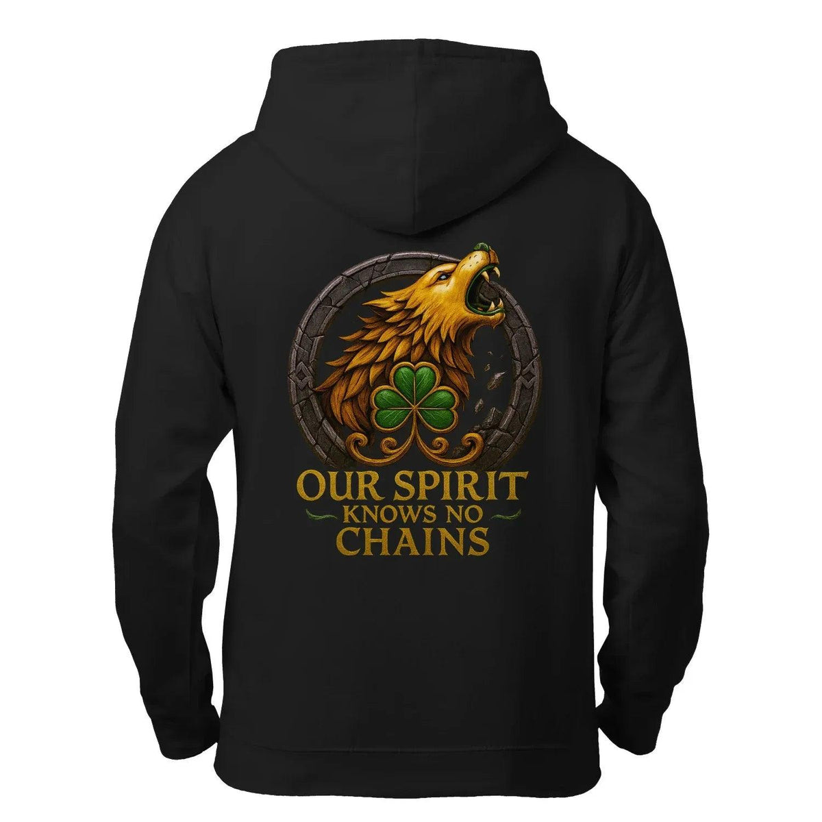 Irish Zip Hoodie - Our Spirit Knows No Chains, Unisex - Celtic Wolfwear