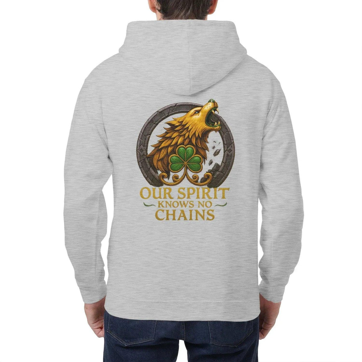 Irish Zip Hoodie - Our Spirit Knows No Chains, Unisex - Celtic Wolfwear